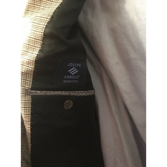 Joseph Abboud Men’s Sz 44 Plaid THIN STRIPPED BROWN BLACK Sport‎ JACKET Wool - Picture 2 of 6